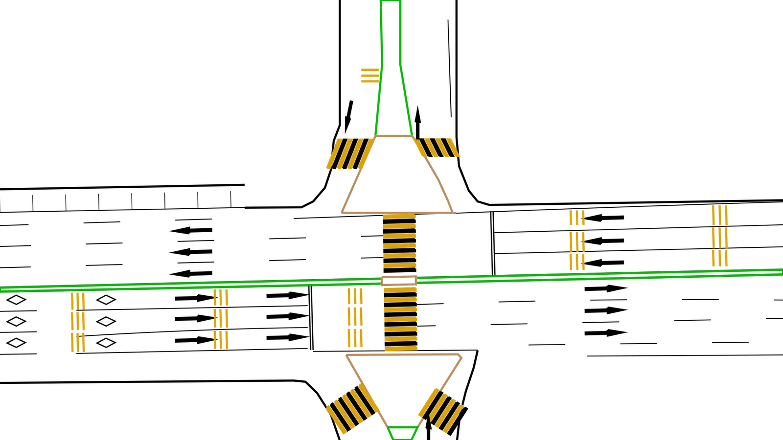 同一路口描绘出的 CAD 线稿